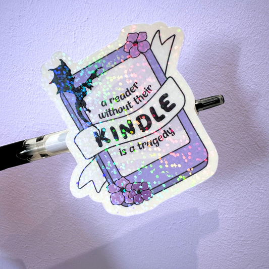 A Reader Without Their Kindle - Holo Overlay Sticker