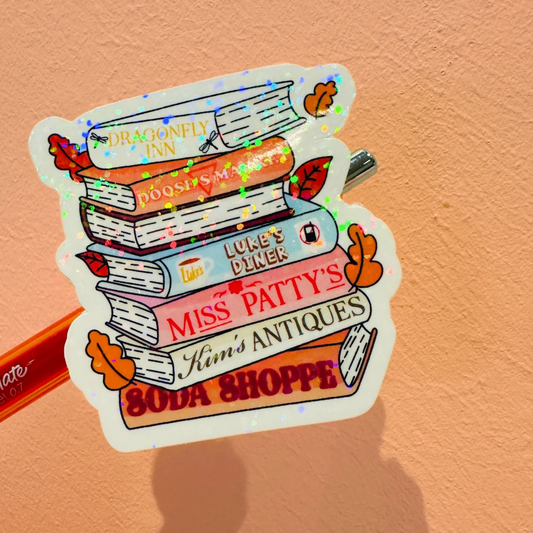 Stars Hollow Book Stack - Holo Overlay Sticker