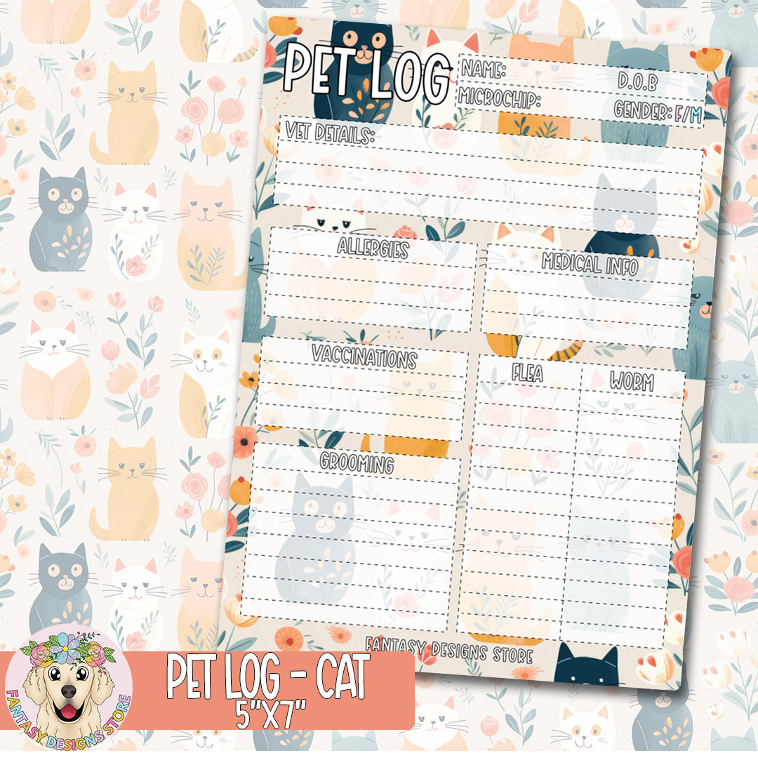 Pet Log - Cat 5x7" Sticker