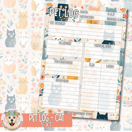 Pet Log - Cat 5x7" Sticker