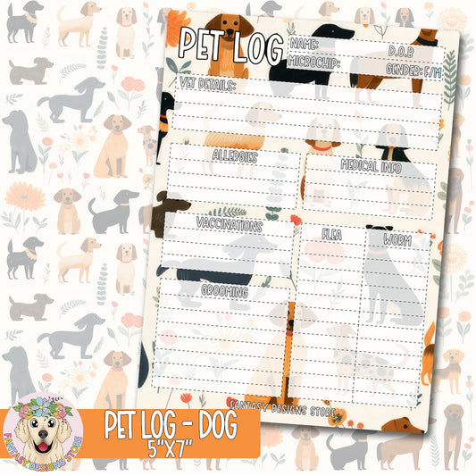 Pet Log - Dog 5x7" Sticker