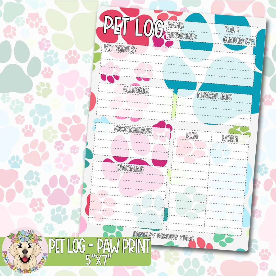 Pet Log -  5x7" Sticker